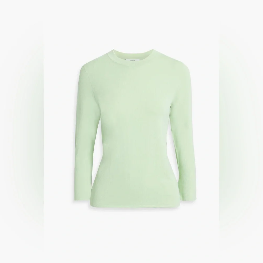 Vince Stretch Knit Sweater Light Green Size Large Minimalist Lightweight NWOT